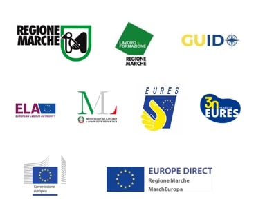 Logo Regione Marche -  Settore Servizi per l’Impiego e Politiche del Lavoro e Settore Programmazione delle risorse comunitarie (Centri Impiego, EURES, EUROPE DIRECT)